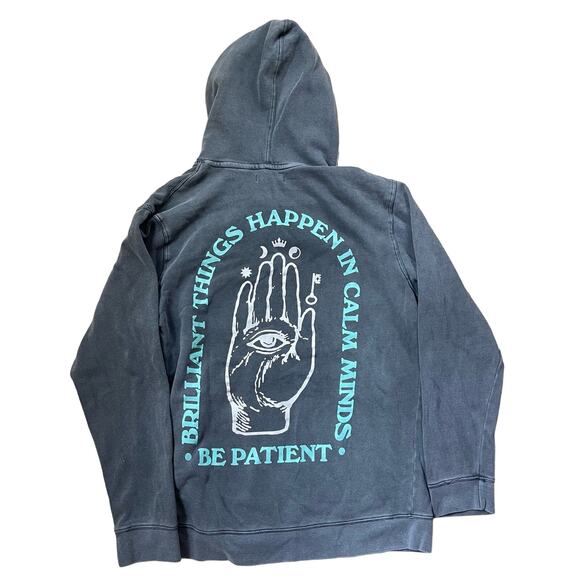 Pacsun Hoodie Men’s Large Gray Be Patient Third Eye Palm - Picture 3 of 5